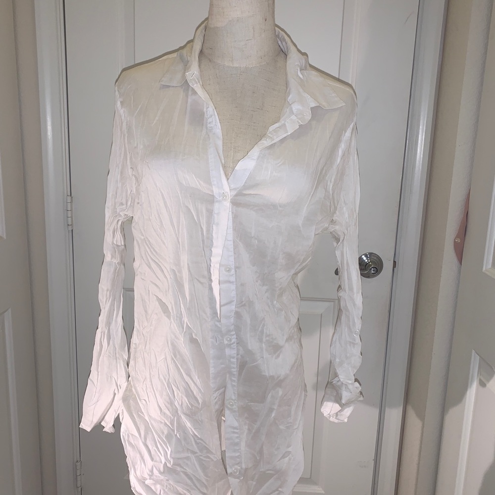 Swimwear coverup - White- Tunic - Long Sleeve - light fabric